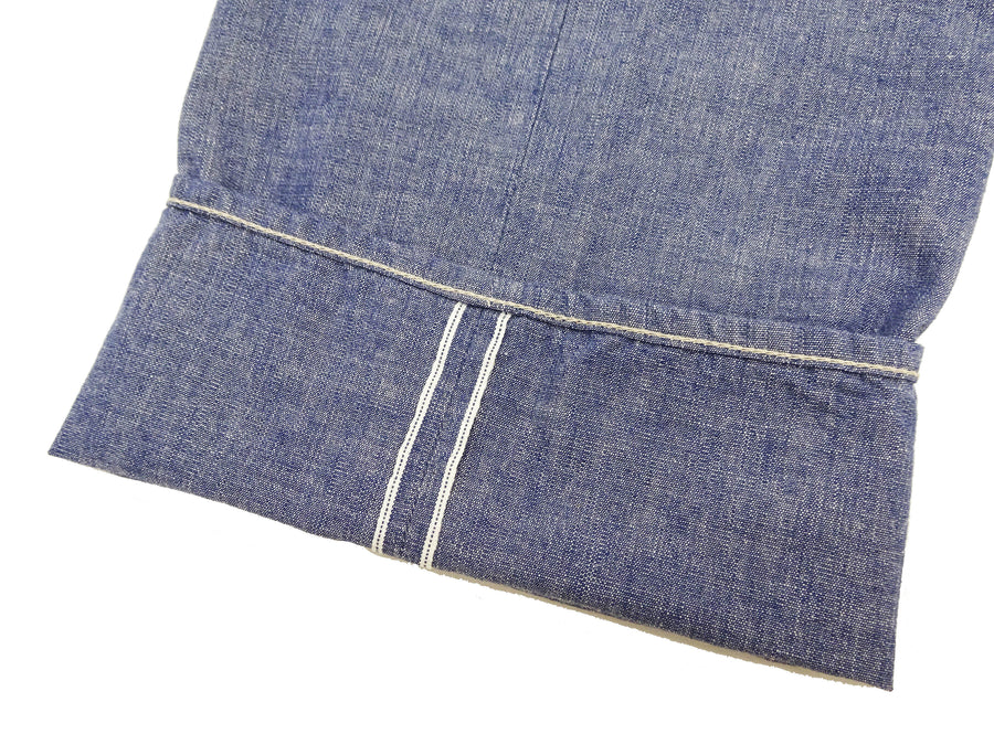 ONI Denim Blue Chambray Pants - Men's Relaxed Straight Fit, Button Fly, Casual Lightweight 8oz Chambray Jeans - ONI200-HCSV