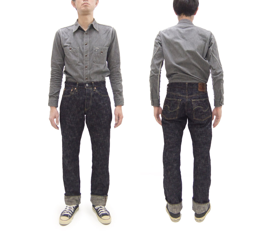 ONI Denim Jeans 246-Kasuri Men's 17oz. ONI-Kasuri Denim Jeans Tapered Fit Indigo Slub Denim Jean Pants ONI246-Kasuri