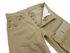 ONI Denim Selvedge Chino Pants - Men's Relaxed Straight Fit, Button Fly, Casual 8oz Selvage Chino Twill Trousers - ONI266SVC-KHB khaki-Beige