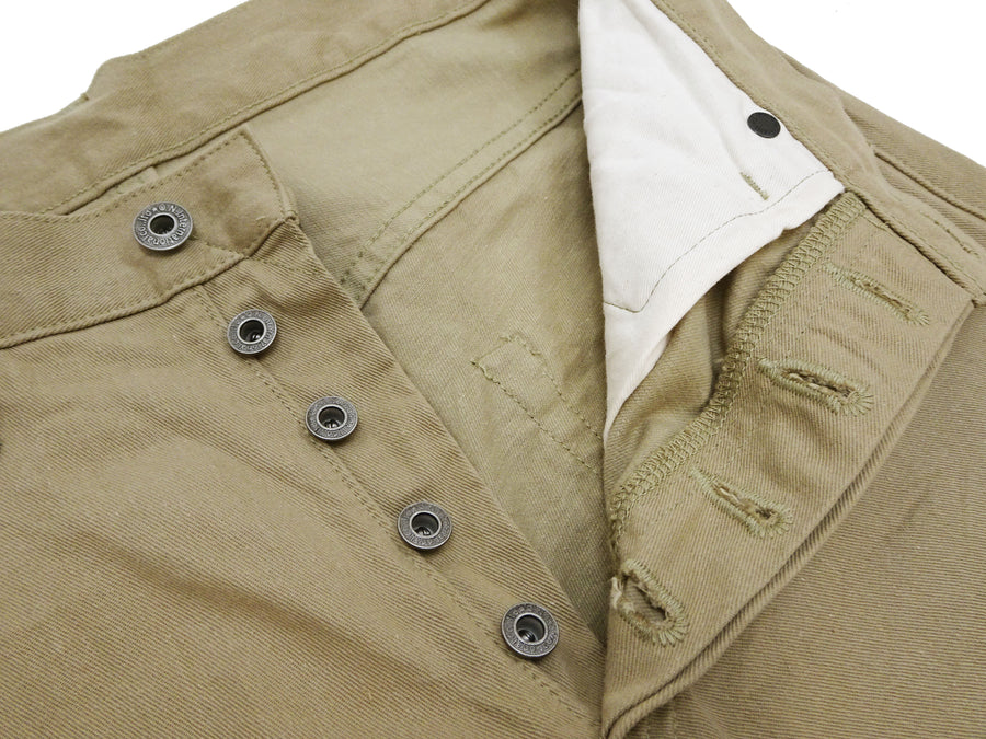ONI Denim Selvedge Chino Pants - Men's Relaxed Straight Fit, Button Fly, Casual 8oz Selvage Chino Twill Trousers - ONI266SVC-KHB khaki-Beige