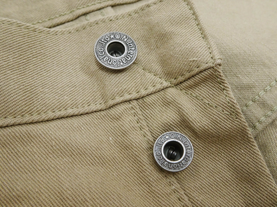 ONI Denim Selvedge Chino Pants - Men's Relaxed Straight Fit, Button Fly, Casual 8oz Selvage Chino Twill Trousers - ONI266SVC-KHB khaki-Beige