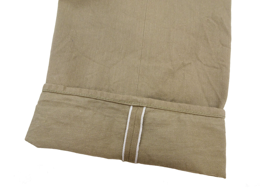 ONI Denim Selvedge Chino Pants - Men's Relaxed Straight Fit, Button Fly, Casual 8oz Selvage Chino Twill Trousers - ONI266SVC-KHB khaki-Beige