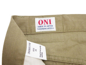 ONI Denim Selvedge Chino Pants - Men's Relaxed Straight Fit, Button Fly, Casual 8oz Selvage Chino Twill Trousers - ONI266SVC-KHB khaki-Beige