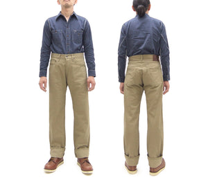 ONI Denim Selvedge Chino Pants - Men's Relaxed Straight Fit, Button Fly, Casual 8oz Selvage Chino Twill Trousers - ONI266SVC-KHB khaki-Beige