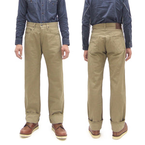 ONI Denim Selvedge Chino Pants - Men's Relaxed Straight Fit, Button Fly, Casual 8oz Selvage Chino Twill Trousers - ONI266SVC-KHB khaki-Beige