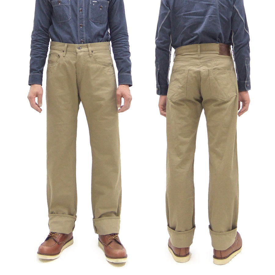 ONI Denim Selvedge Chino Pants - Men's Relaxed Straight Fit, Button Fly, Casual 8oz Selvage Chino Twill Trousers - ONI266SVC-KHB khaki-Beige