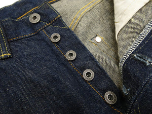 ONI Denim Men's 15oz Selvedge Jeans - Old-Style Spun Yarn & Shuttle-Loom Woven Denim, Regular Straight Fit, Button Fly, Indigo One Wash, Made in Japan (ONI270-Ishikawadai)
