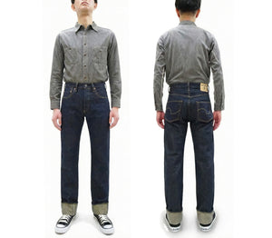 ONI Denim Men's 15oz Selvedge Jeans - Old-Style Spun Yarn & Shuttle-Loom Woven Denim, Regular Straight Fit, Button Fly, Indigo One Wash, Made in Japan (ONI270-Ishikawadai)