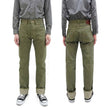 Load image into Gallery viewer, ONI Denim Men's 18oz Olive Denim Jeans - Heavyweight, Regular Straight Fit, Button Fly, Made in Japan (ONI270-OLD18)
