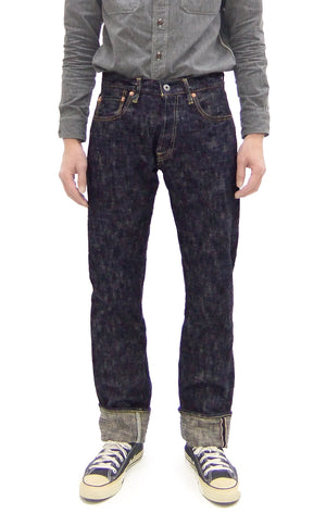 ONI Denim Jeans 505-Kasuri Men's 17oz. ONI-Kasuri Slub Denim Jeans Slightly Slim Fit with Straight-Leg Indigo Jean Pants ONI505-Kasuri