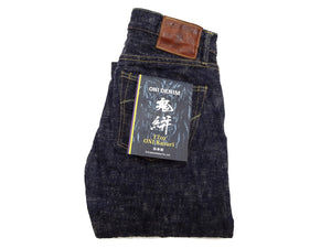 ONI Denim Jeans 505-Kasuri Men's 17oz. ONI-Kasuri Slub Denim Jeans Slightly Slim Fit with Straight-Leg Indigo Jean Pants ONI505-Kasuri