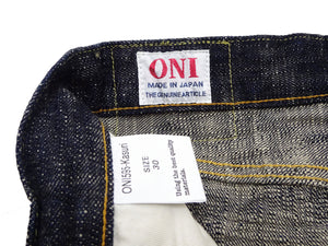 ONI Denim Jeans 595-Kasuri Men's 17oz. ONI-Kasuri Slub Denim Jeans Relaxed Fit with Straight-Leg Indigo Jean Pants ONI595-Kasuri