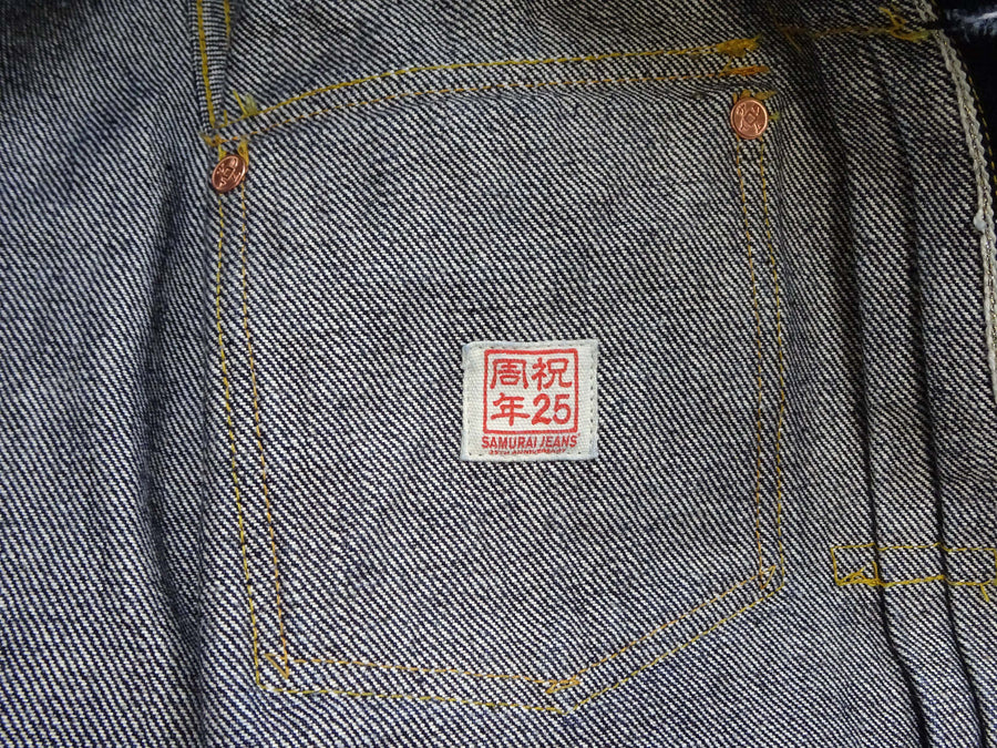 Samurai Jeans Denim Jacket Men's Type 1 Style 25 Oz. Denim Jean Jacket S551XX25oz-25th One-Wash