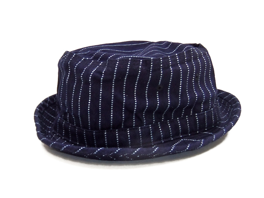 Sugar Cane Wabash Stripe Pork Pie Hat Men's Casual Upturned Short Brim Porkpie Hat SC02467 Navy-Blue