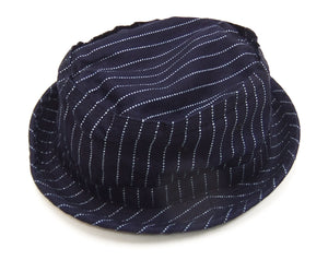 Sugar Cane Wabash Stripe Pork Pie Hat Men's Casual Upturned Short Brim Porkpie Hat SC02467 Navy-Blue