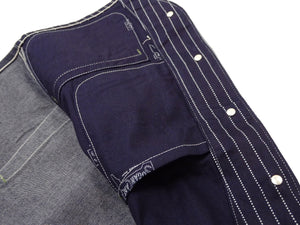 Sugar Cane Men's Vintage-Inspired Wabash Stripe Work Vest (Waistcoat), 9 oz. 100% Cotton Wabash Stripe Front and 11 oz. Denim Back, Unlined and Unpadded, Made in Japan (SC12654, 421A One-Wash)