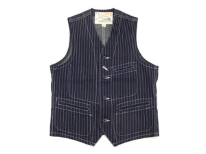 Sugar Cane Vest Men's Casual Indigo Wabash Stripe Work Vest Waistcoat SC12654