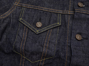Sugar Cane Men's 1962 Type III Vintage-Inspired Denim Trucker Jacket, 14.25 oz. 100% Cotton Selvedge Denim, One-Wash, Made in Japan (Toyo Enterprises SC12962, 421A Dark Indigo)