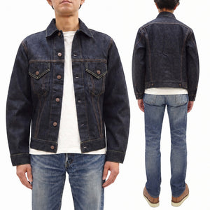 Sugar Cane Men's 1962 Type III Vintage-Inspired Denim Trucker Jacket, 14.25 oz. 100% Cotton Selvedge Denim, One-Wash, Made in Japan (Toyo Enterprises SC12962, 421A Dark Indigo)