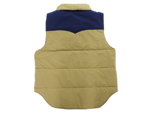 Sugar Cane Puffer Vest Men's Outer Vest Contrast Yoke Panel Padded Vest SC15400 133 Beige/Navy-Blue/Beige