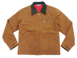 Sugar Cane Jacket Men's Front Zip Canvas Work Jacket With Padded Quilted Lining And Corduroy Collar SC15401 134 Camel