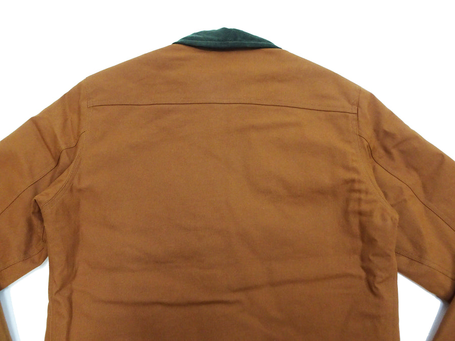 Sugar Cane Jacket Men's Front Zip Canvas Work Jacket With Padded Quilted Lining And Corduroy Collar SC15401 134 Camel