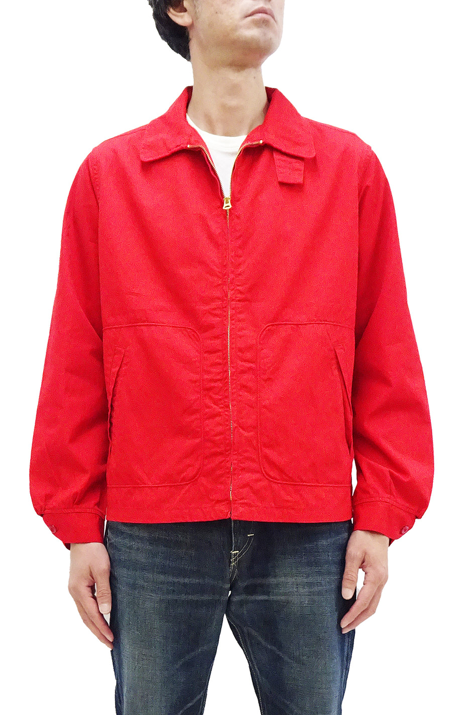 Sugar Cane Sports Jacket Men's Casual 1950s Style Lightweight Unlined Cotton Windbreaker SC15616 165 Red