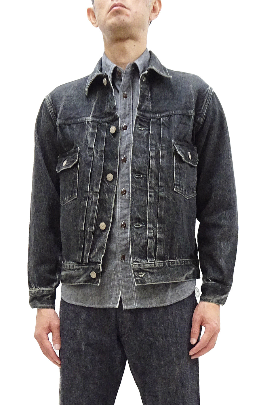 Sugar Cane Faded Black Denim Jacket SC15650H Men's 1953 Type