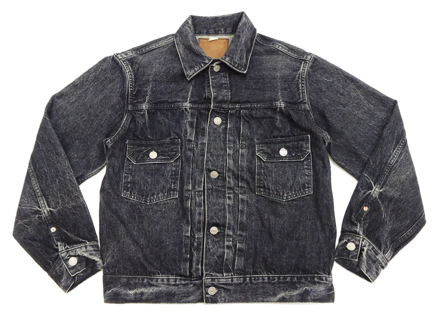 Sugar Cane Faded Black Denim Jacket SC15650H Men's 1953 Type 2 Style Jean Jacket SC15650H 419H Hard Wash