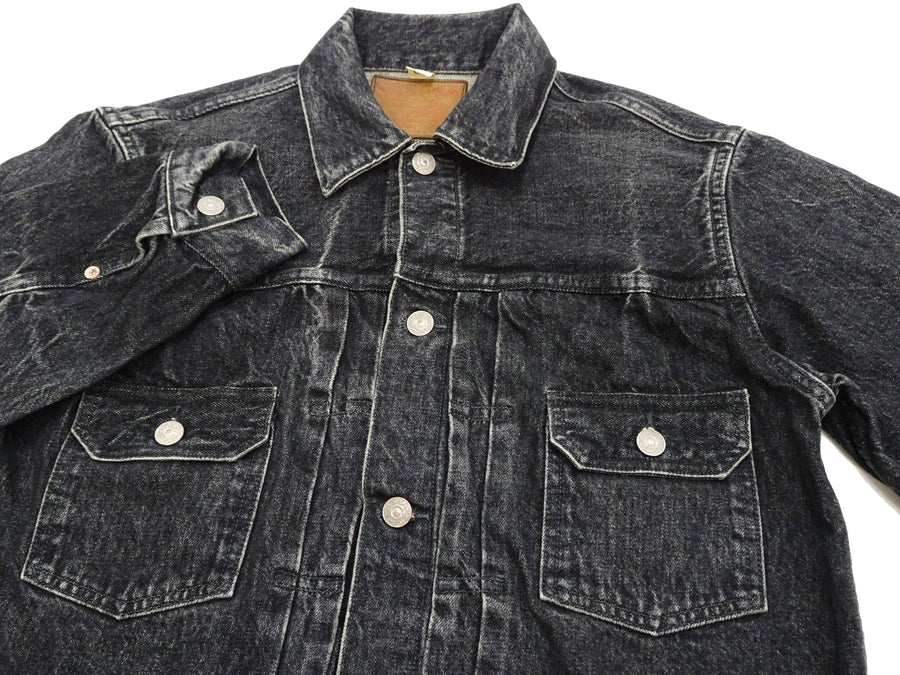 Sugar Cane Faded Black Denim Jacket SC15650H Men's 1953 Type 2 Style Jean Jacket SC15650H 419H Hard Wash