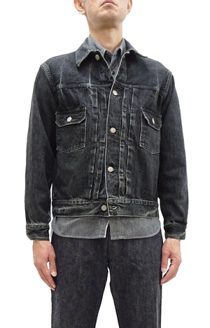 Sugar Cane Faded Black Denim Jacket SC15650H Men's 1953 Type 2 Style Jean Jacket SC15650H 419H Hard Wash