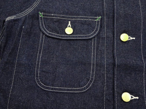 Sugar Cane Jacket SC15655 Men's Casual 11oz. Denim Work Coat Chore Coat Indigo One-Wash