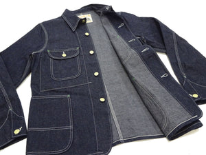 Sugar Cane Jacket SC15655 Men's Casual 11oz. Denim Work Coat Chore Coat Indigo One-Wash