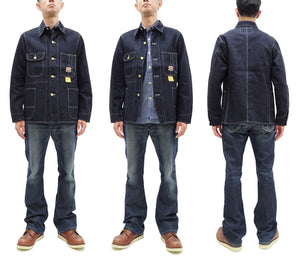 Sugar Cane Jacket SC15655 Men's Casual 11oz. Denim Work Coat Chore Coat Indigo One-Wash