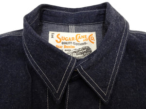 Sugar Cane Men's Vintage-Inspired Denim Work Coat, 11 oz. 100% Cotton Unlined Chore Jacket with Asymmetrical Chest Pockets, One-Wash, Made in Japan (SC15655, 421A Dark Indigo)