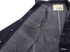Sugar Cane Men's Vintage-Inspired Denim Work Coat, 11 oz. 100% Cotton Unlined Chore Jacket with Asymmetrical Chest Pockets, One-Wash, Made in Japan (SC15655, 421A Dark Indigo)