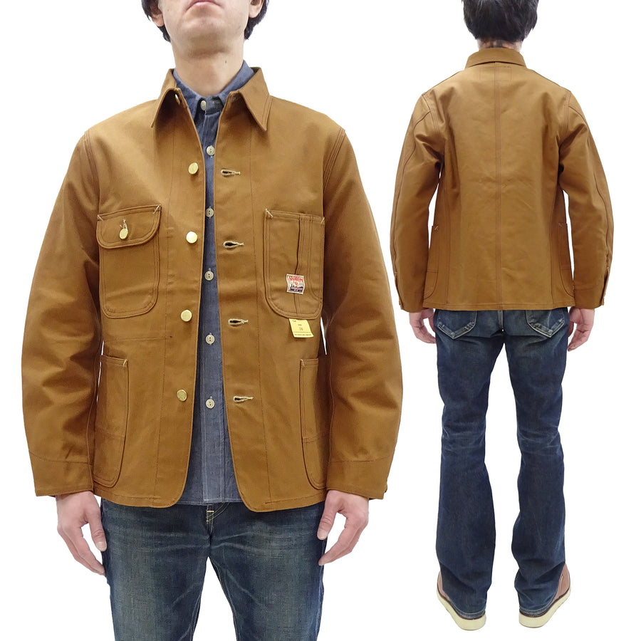 Sugar Cane Brown Duck Canvas Jacket SC15657 Men's Casual 13oz. Work Coat Chore Coat One-Wash