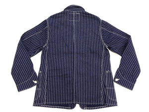 Sugar Cane Jacket SC15658 Men's Casual 9oz. WAbash Stripe Work Coat Chore Coat Indigo One-Wash