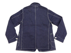 Sugar Cane Jacket SC15658 Men's Casual 9oz. WAbash Stripe Work Coat Chore Coat Indigo One-Wash