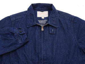 Sugar Cane Men's Denim Sports Jacket, 1950s American Style Unlined Lightweight Cotton Denim Jacket, Made in Japan (SC15913 128 Navy)