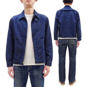 Sugar Cane Men's Denim Sports Jacket, 1950s American Style Unlined Lightweight Cotton Denim Jacket, Made in Japan (SC15913 128 Navy)