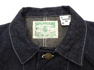 Sugar Cane Men's Vintage-Inspired 10.5 oz. Cotton and Sugarcane Fiber Denim Work Coat, Unlined Chore Jacket, Made in Japan (SC15920, 421A Indigo, One-Wash)