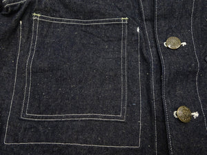 Sugar Cane Men's Vintage-Inspired 10.5 oz. Cotton and Sugarcane Fiber Denim Work Coat, Unlined Chore Jacket, Made in Japan (SC15920, 421A Indigo, One-Wash)