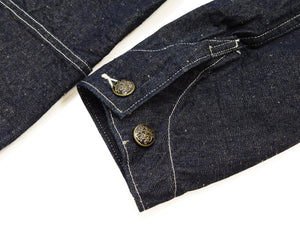 Sugar Cane Men's Vintage-Inspired 10.5 oz. Cotton and Sugarcane Fiber Denim Work Coat, Unlined Chore Jacket, Made in Japan (SC15920, 421A Indigo, One-Wash)