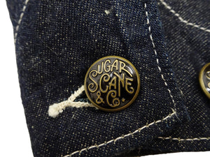 Sugar Cane Men's Vintage-Inspired 10.5 oz. Cotton and Sugarcane Fiber Denim Work Coat, Unlined Chore Jacket, Made in Japan (SC15920, 421A Indigo, One-Wash)