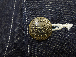 Sugar Cane Men's Vintage-Inspired 10.5 oz. Cotton and Sugarcane Fiber Denim Work Coat, Unlined Chore Jacket, Made in Japan (SC15920, 421A Indigo, One-Wash)