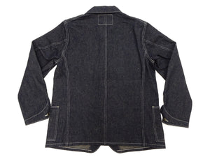 Sugar Cane Men's Vintage-Inspired 10.5 oz. Cotton and Sugarcane Fiber Denim Work Coat, Unlined Chore Jacket, Made in Japan (SC15920, 421A Indigo, One-Wash)