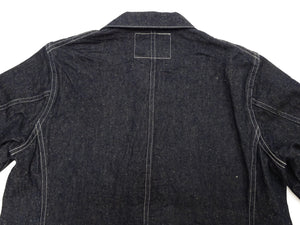 Sugar Cane Men's Vintage-Inspired 10.5 oz. Cotton and Sugarcane Fiber Denim Work Coat, Unlined Chore Jacket, Made in Japan (SC15920, 421A Indigo, One-Wash)
