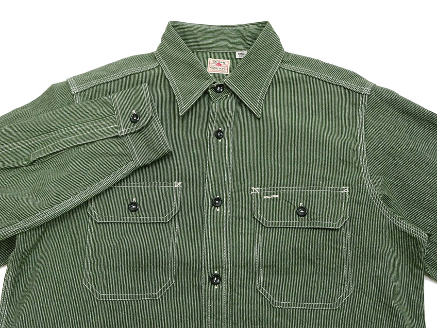Sugar Cane Work Shirt with Vertical Hairline Code Stripe Pattern