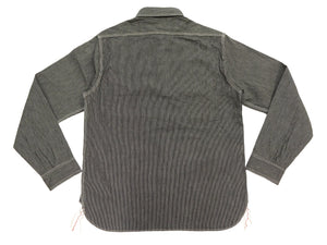 Sugar Cane Men's Jean Cord Stripe Work Shirt, 100% Cotton Long-Sleeve Button-Up Shirt, One-Wash, Made in Japan (SC25511 119 Black)